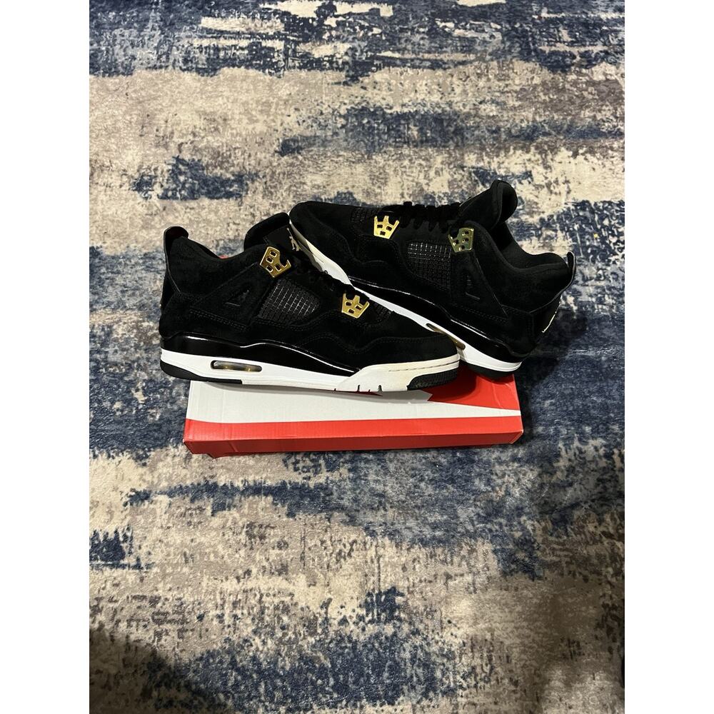 Size 7y- Air Jordan 4 Retro Royalty 2017 Black/Gold 408452-032 - Picture 3 of 6